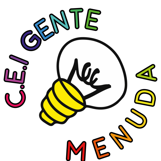 Logo del Centro Educativo Infantil Gente Menuda de Sevilla. Al centro una bombilla y alrededor el nombre del centro