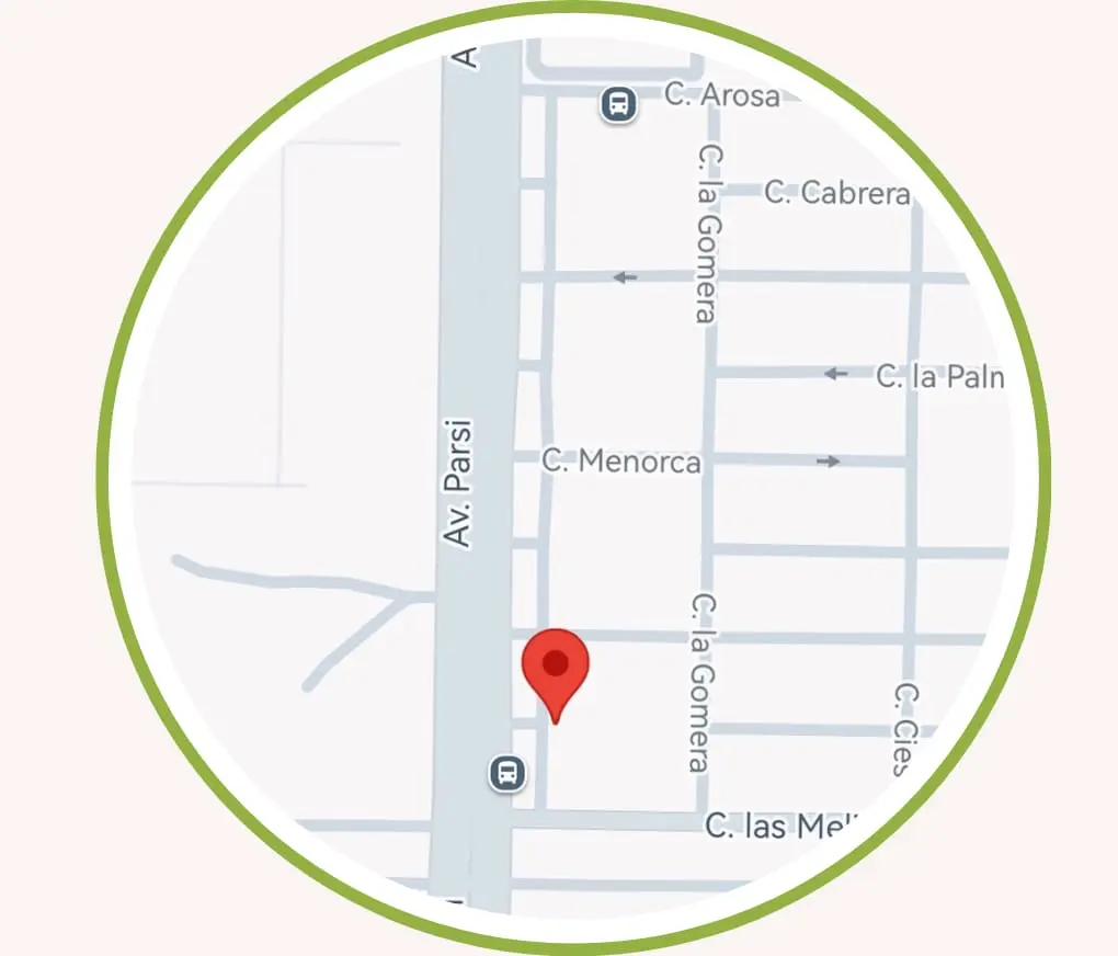 Mapa de la escuela infantil gente menuda 3 en Sevilla, se ve la zona y sus alrededores junto a los servicios.