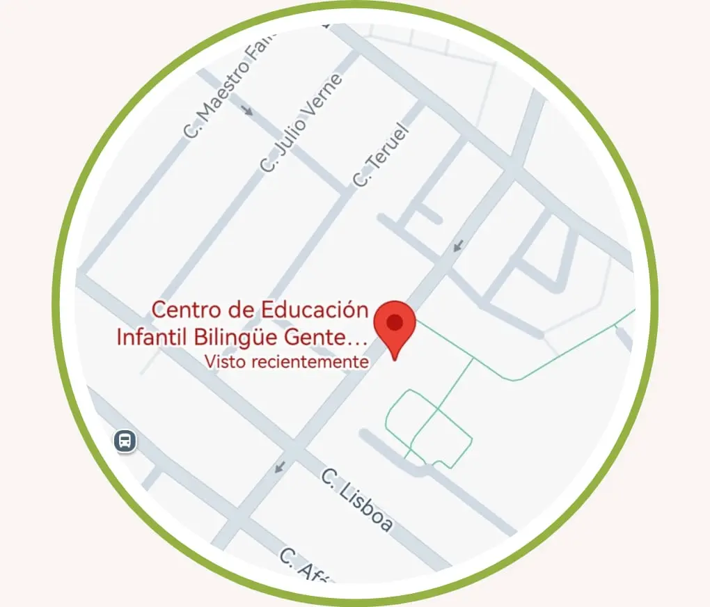 Mapa de la escuela infantil gente menuda 4 en Sevilla, se ve la zona y sus alrededores junto a los servicios.